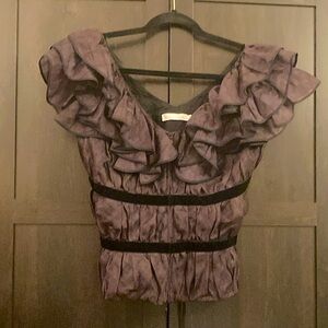 Anne Fontaine Purple Silk Corset Blouse
